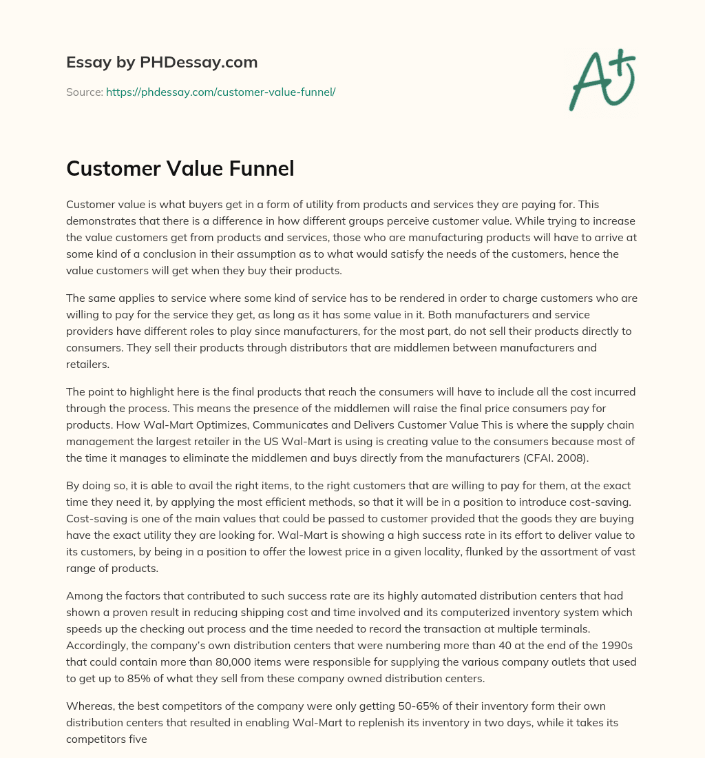 Customer Value Funnel essay