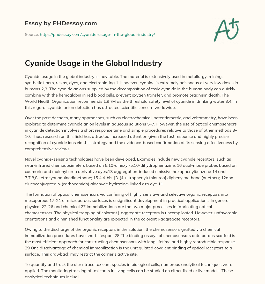 Cyanide Usage in the Global Industry essay