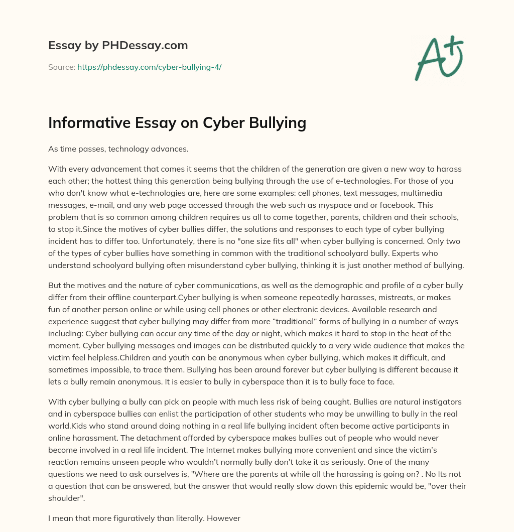 cyber bullying essay english