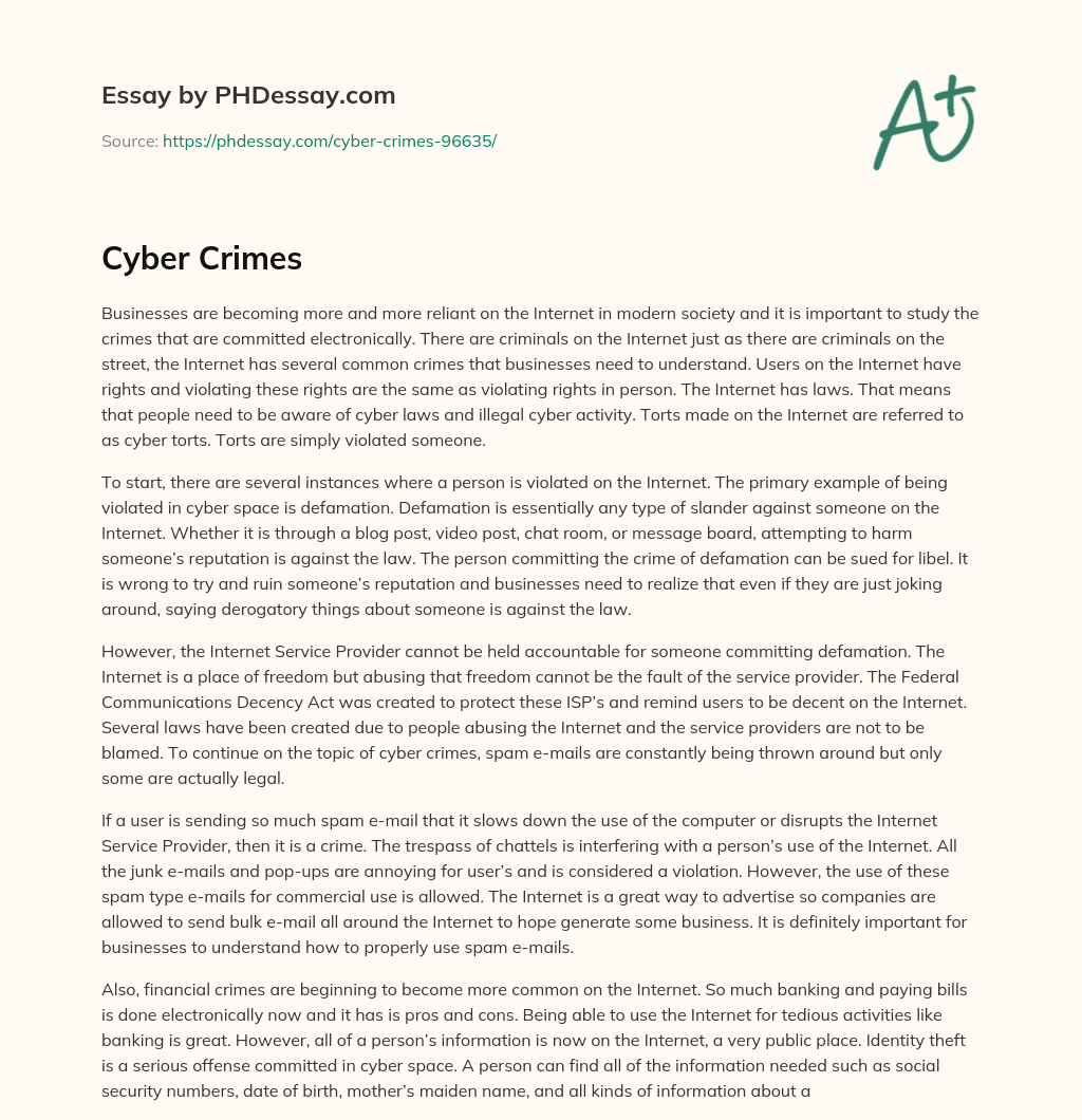 cyber crimes introduction essay