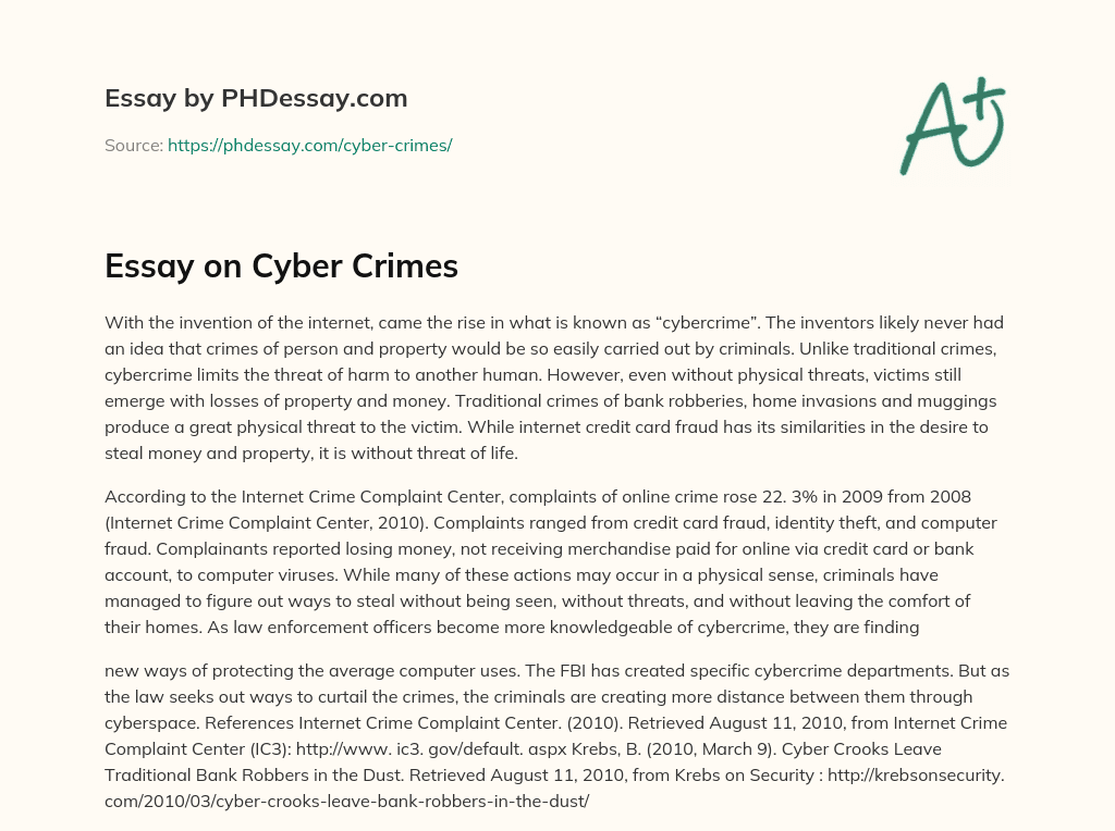 Essay on Cyber Crimes essay