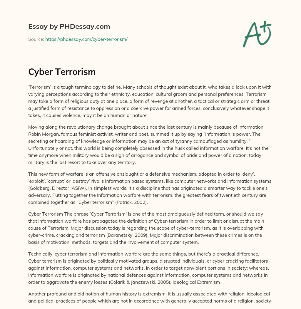 Cyber Terrorism essay