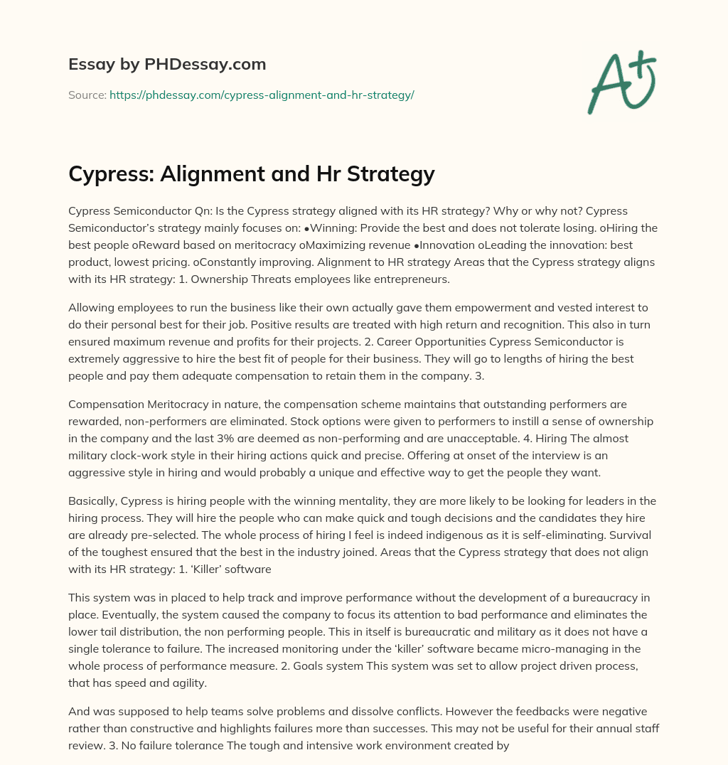 Cypress: Alignment and Hr Strategy essay