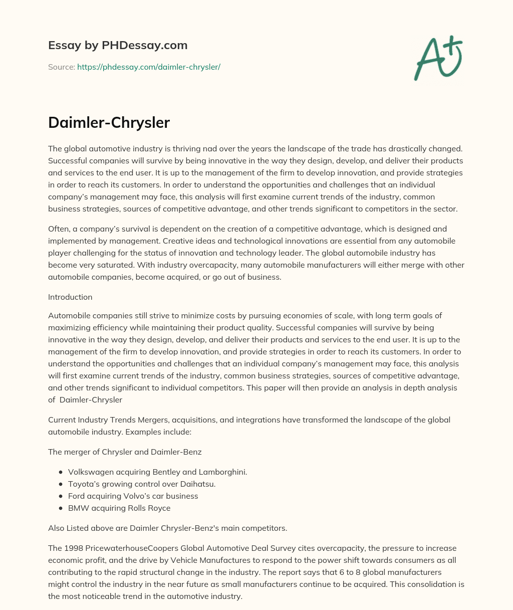 Daimler-Chrysler essay