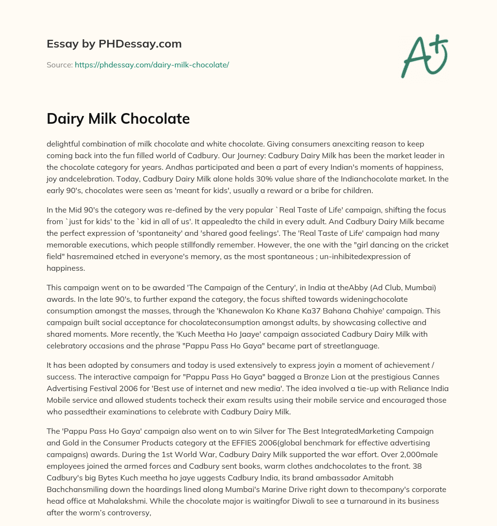 hooks for chocolate milk essay