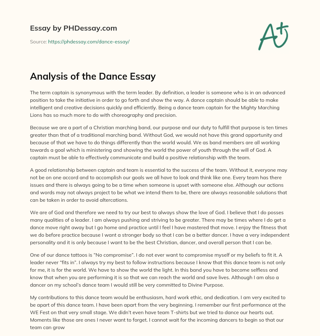 5 paragraph essay on dance