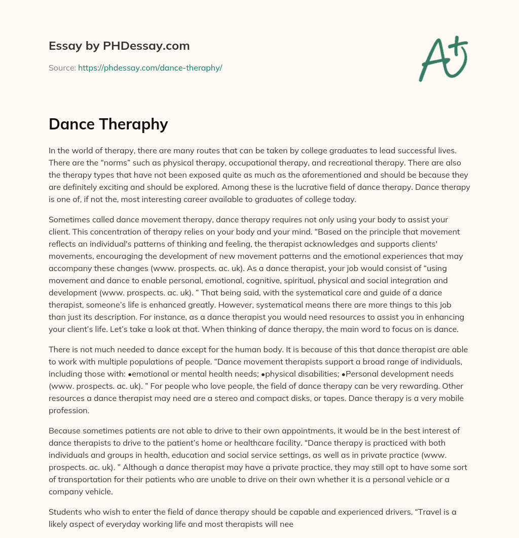 Dance Theraphy essay