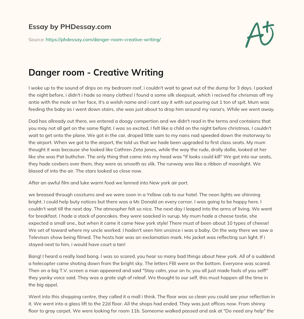 Danger room – Creative Writing essay