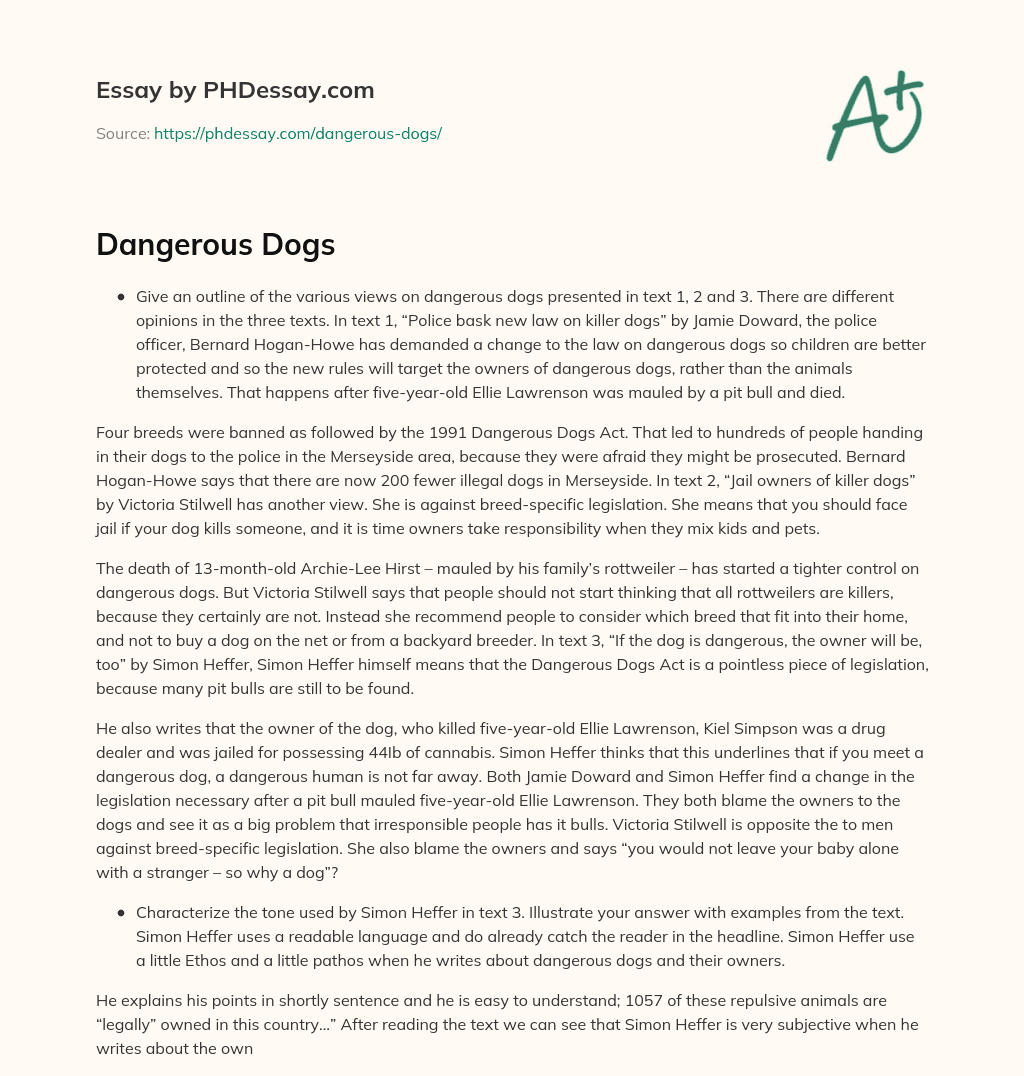 Dangerous Dogs essay
