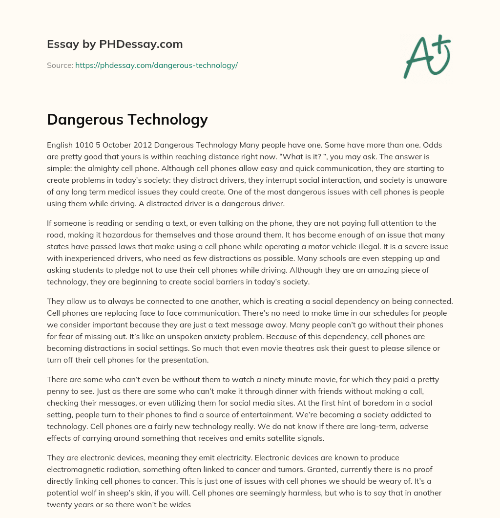 technology is dangerous essay