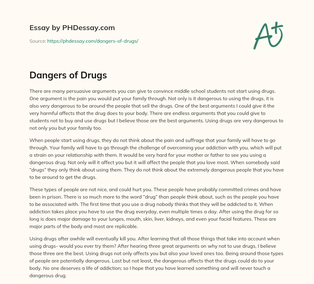 write an essay on the dangers of drug abuse