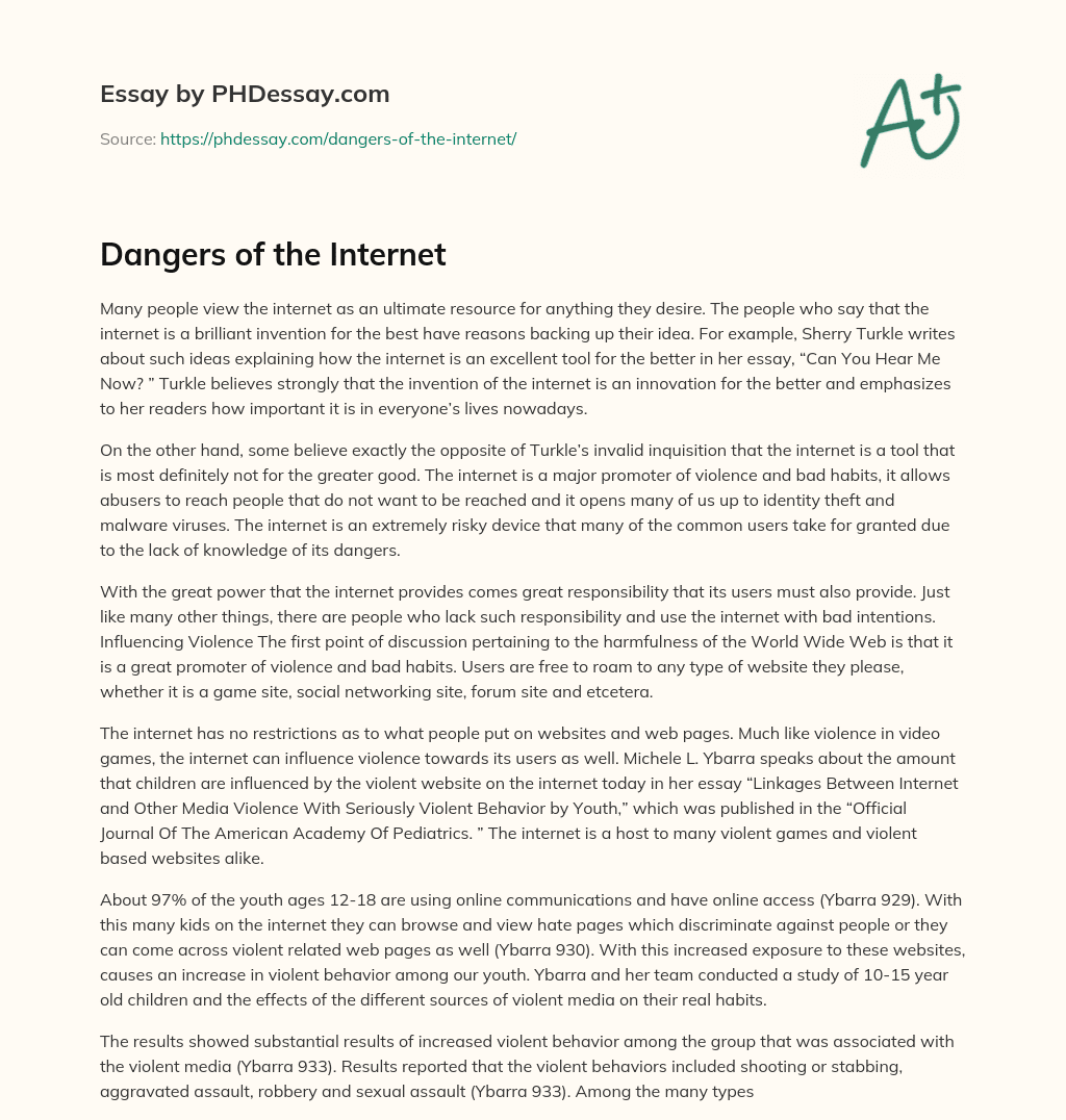 essay on dangers of internet