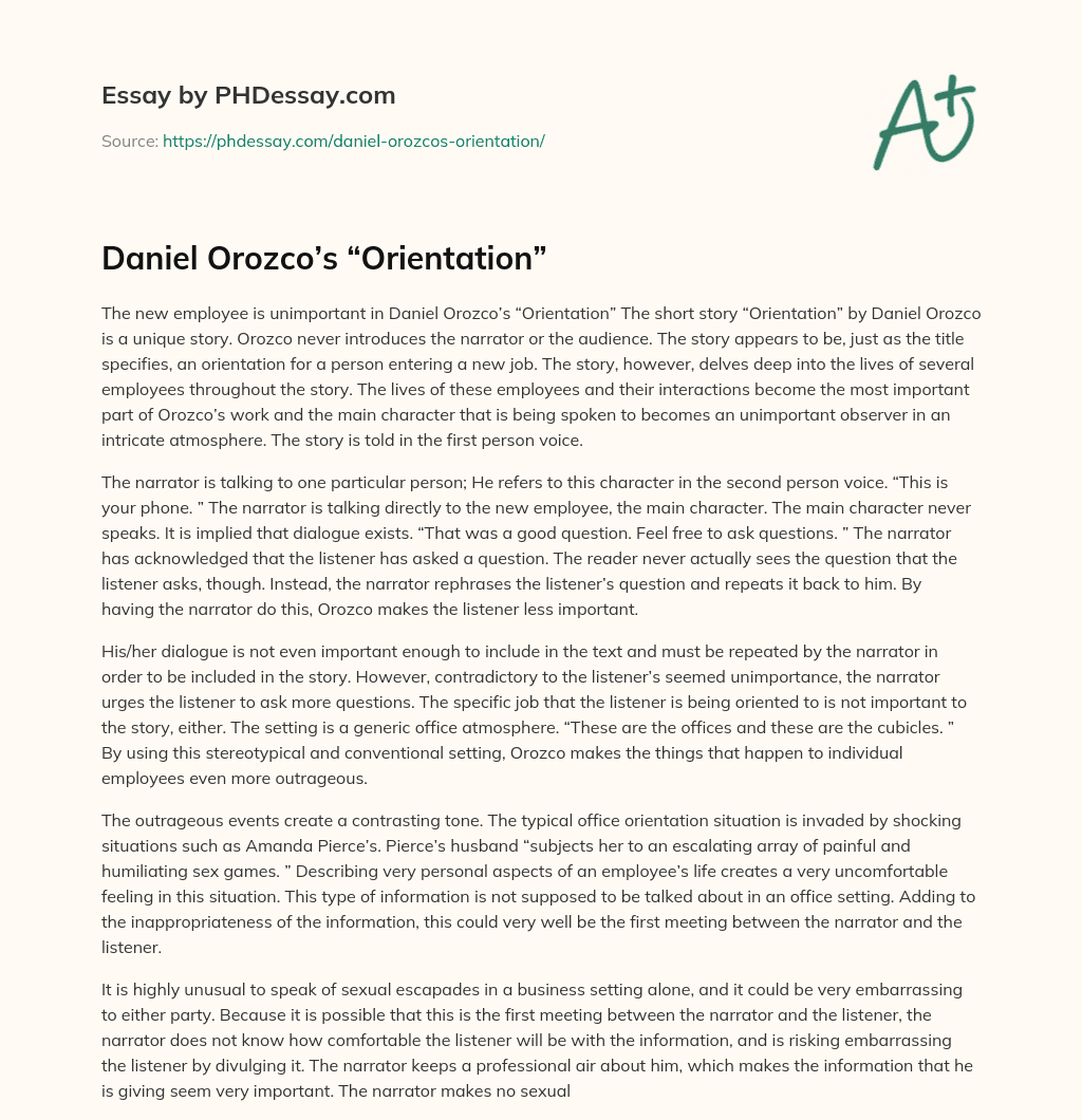 Daniel Orozco’s “Orientation” essay