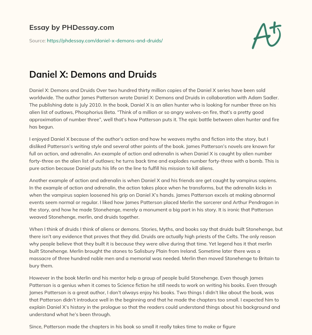 Daniel X: Demons and Druids essay