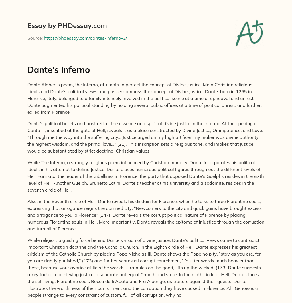 Dante’s Inferno essay
