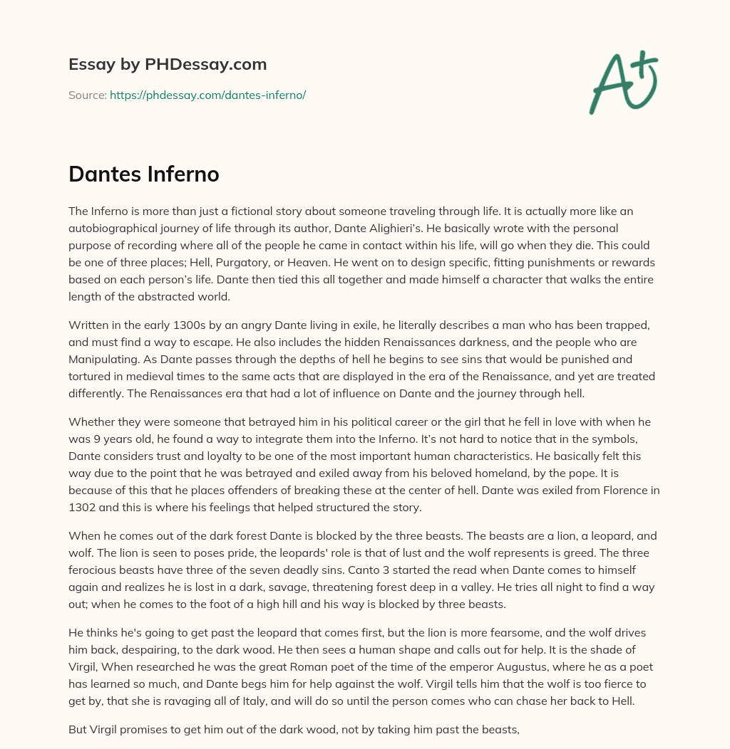 Dantes Inferno essay