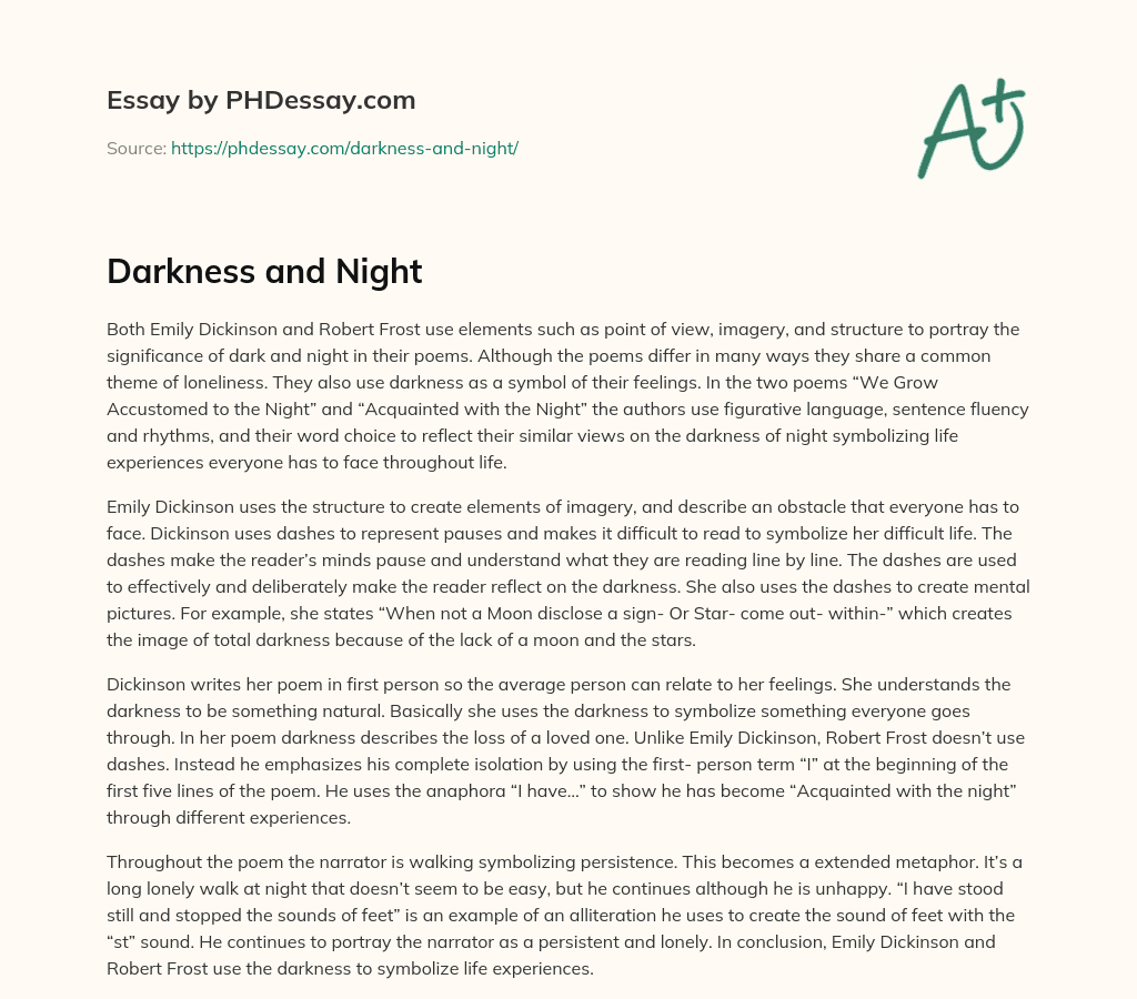 Darkness and Night essay
