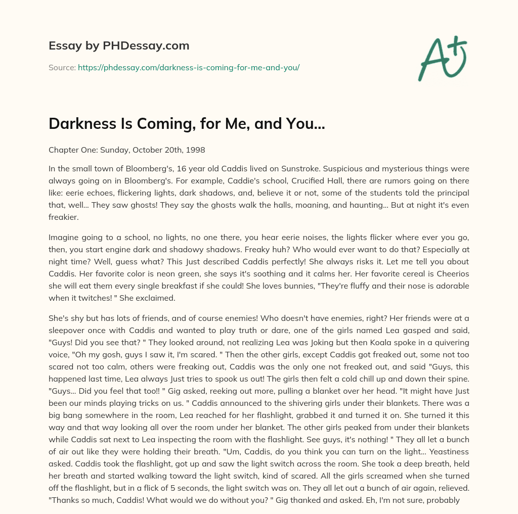 Darkness Is Coming, for Me, and You… essay