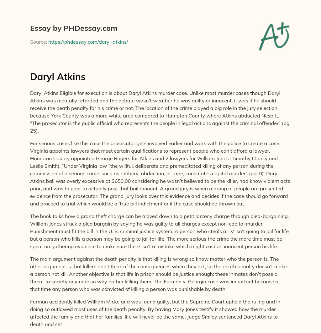 Daryl Atkins essay