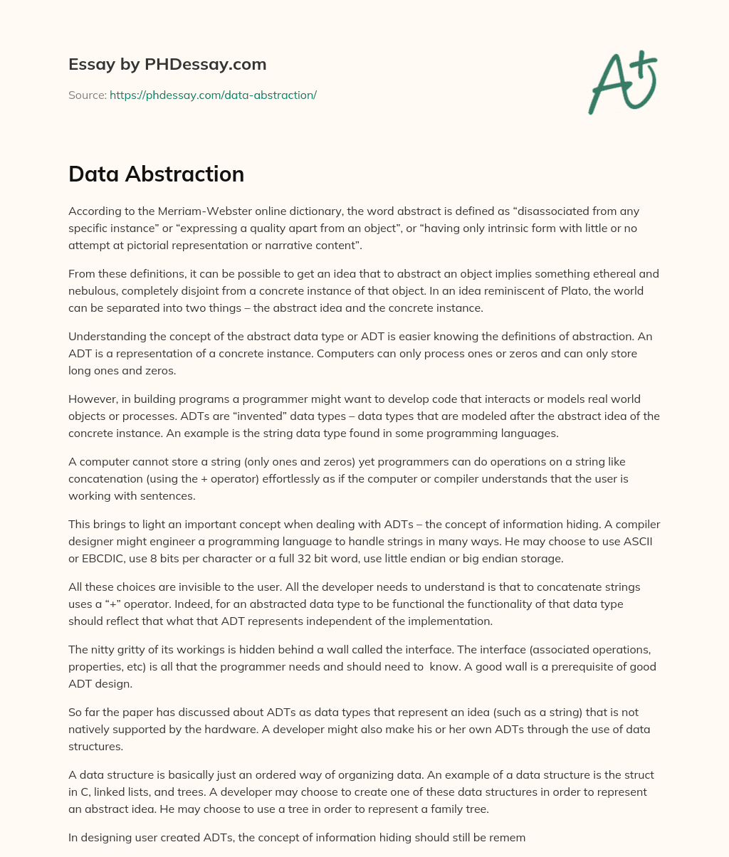 Data Abstraction essay
