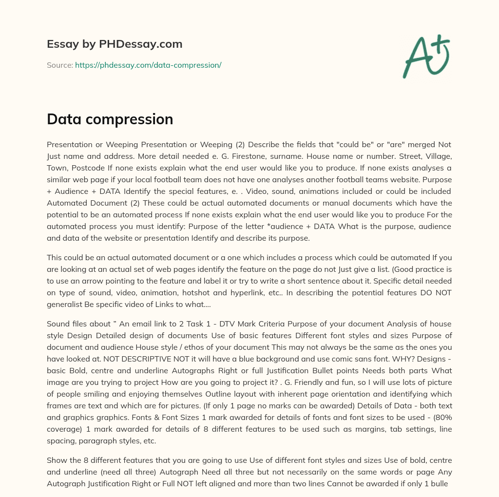 Data compression essay