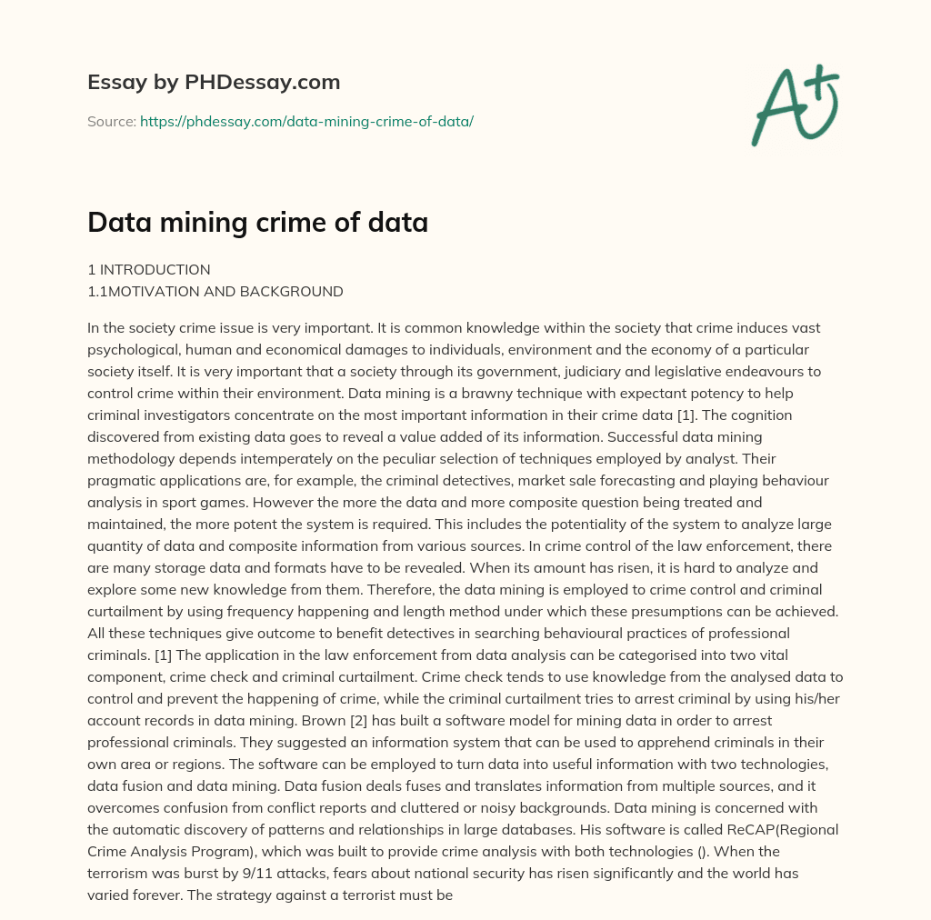 Data mining crime of data essay