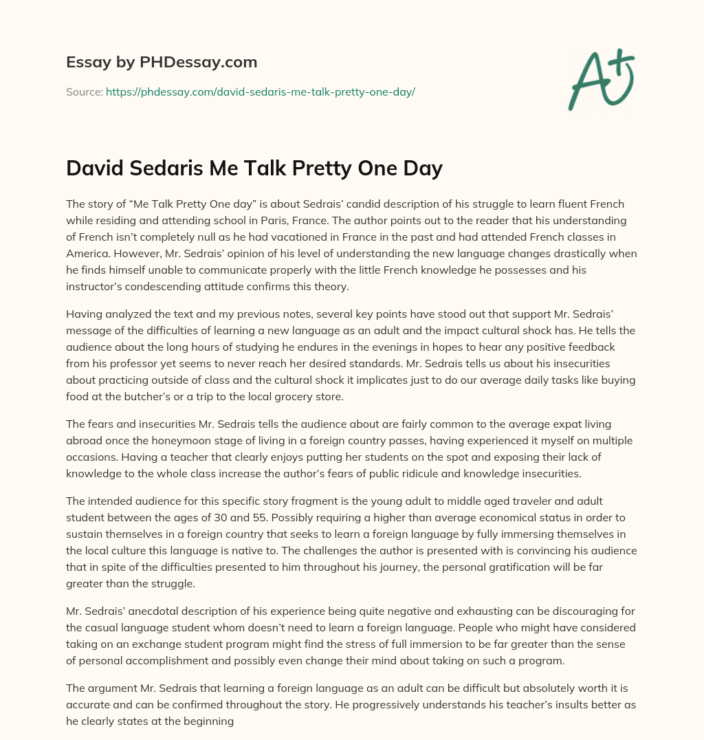 David Sedaris Me Talk Pretty One Day essay