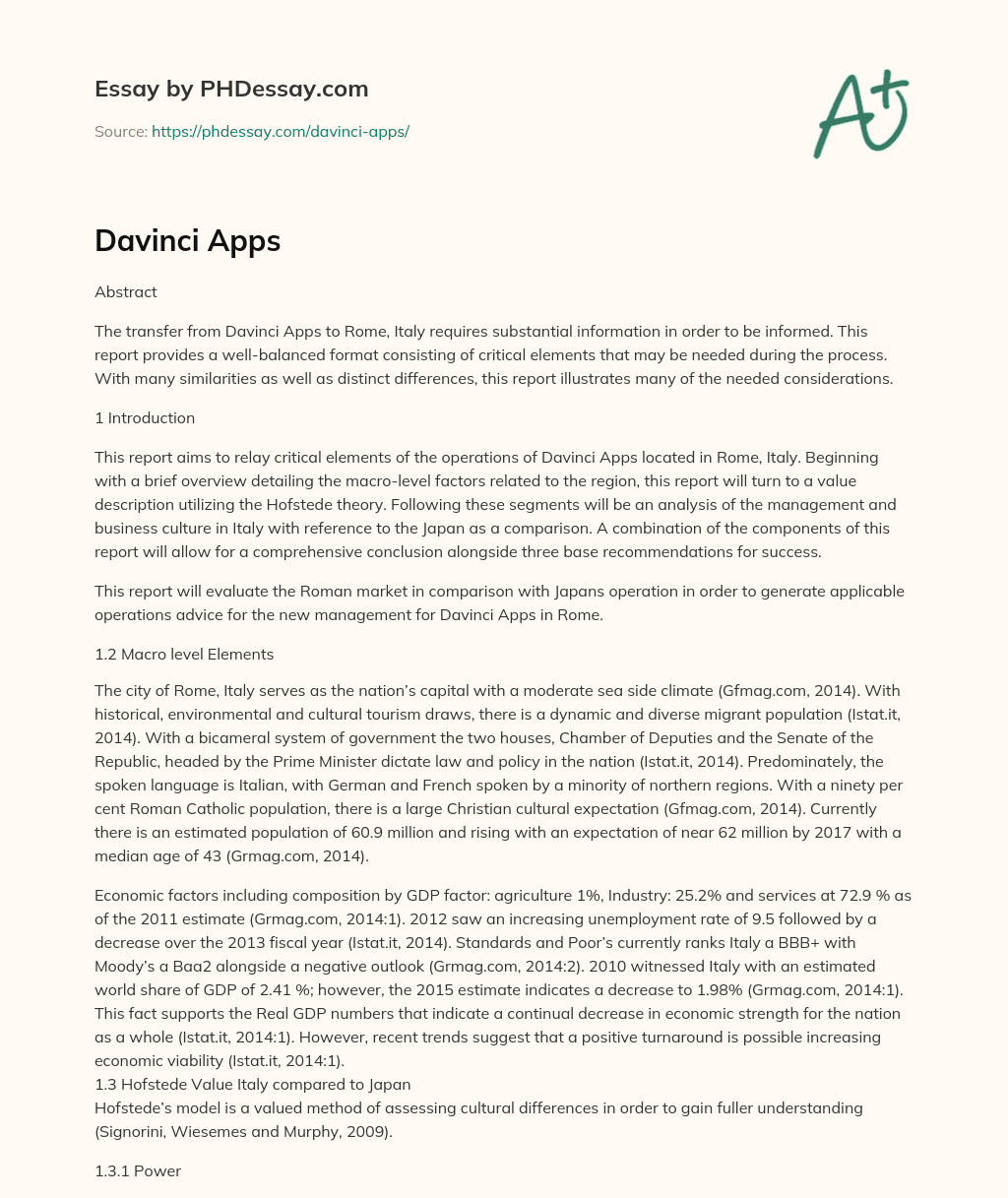 Davinci Apps essay