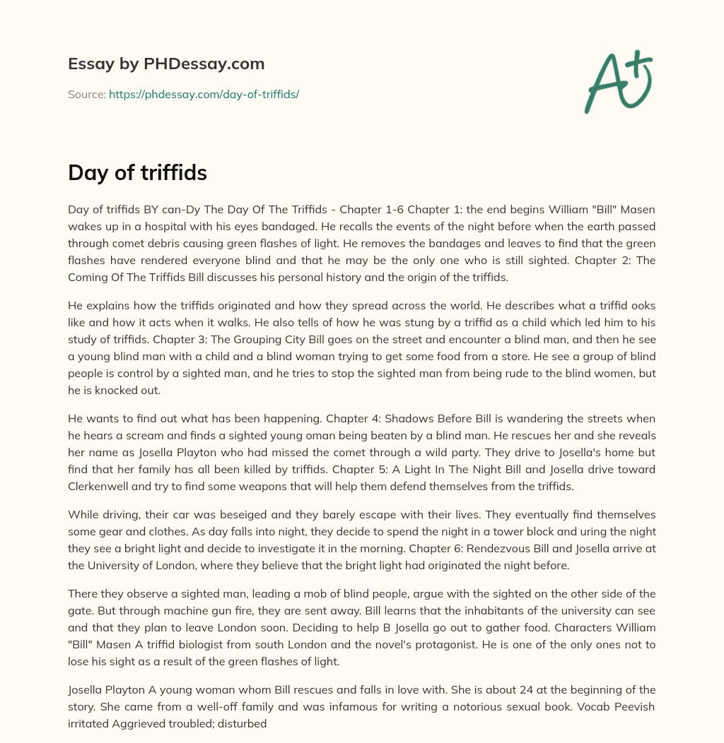 Day of triffids essay