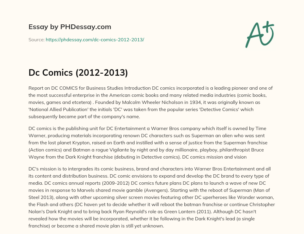 Dc Comics (2012-2013) essay