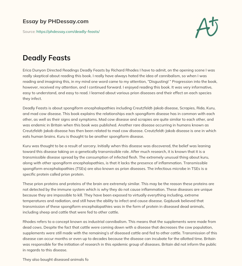Deadly Feasts essay
