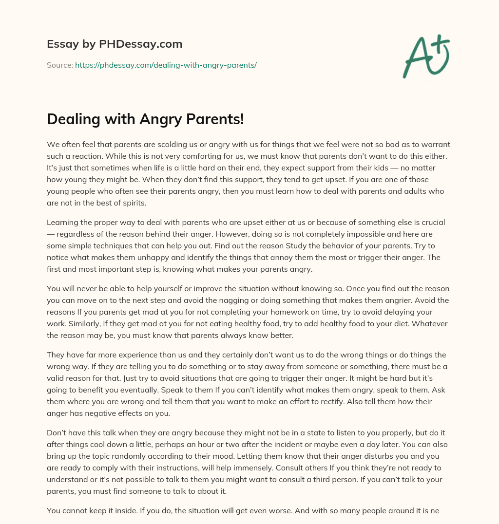 Dealing with Angry Parents! essay