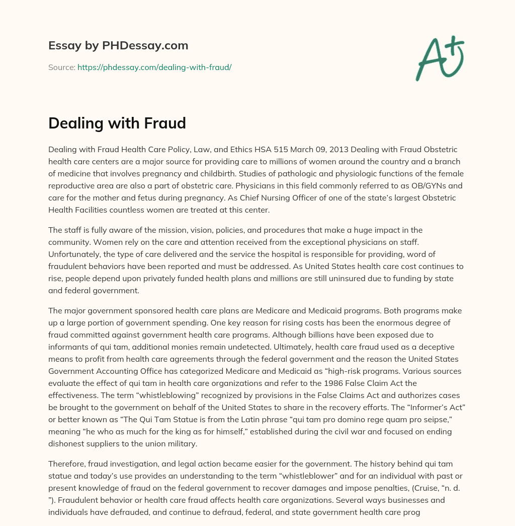 Dealing with Fraud essay