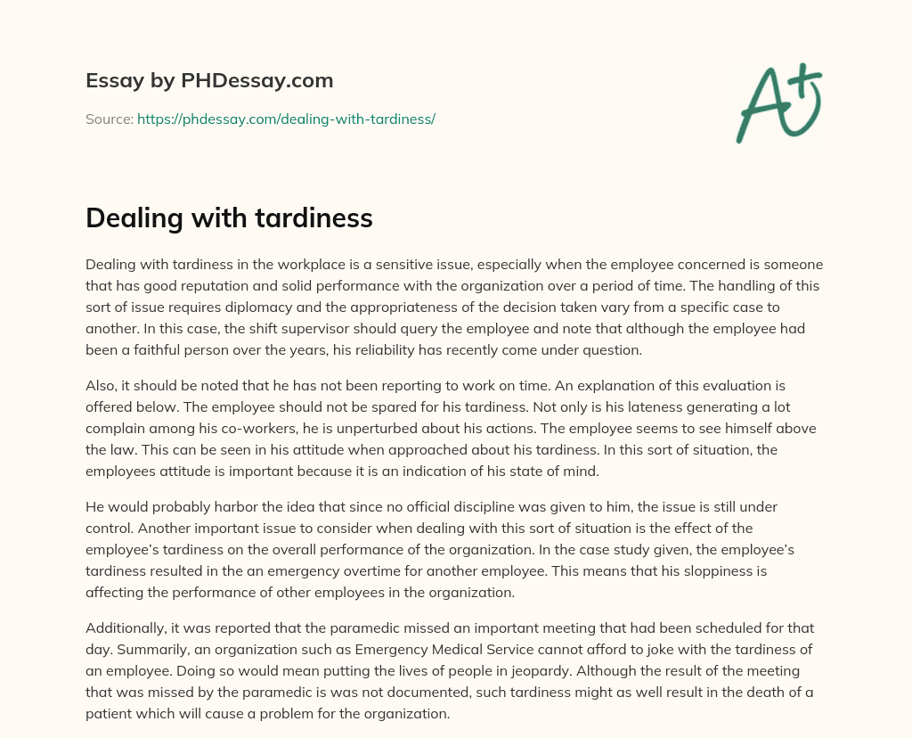 Dealing with tardiness essay