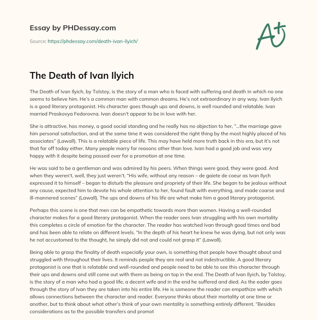 The Death of Ivan Ilyich essay