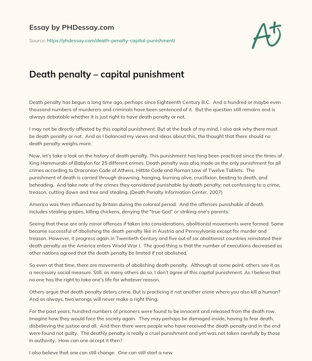 capital punishment good or bad essay