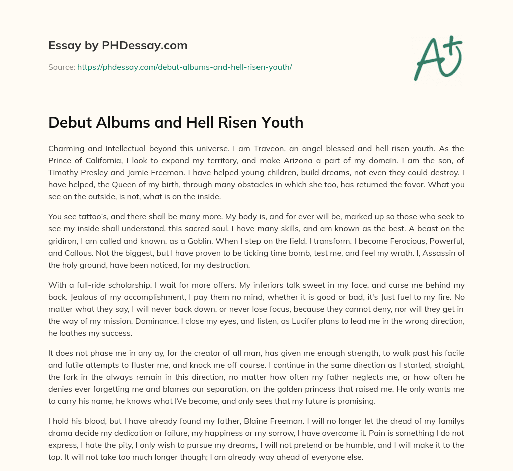 Debut Albums and Hell Risen Youth essay