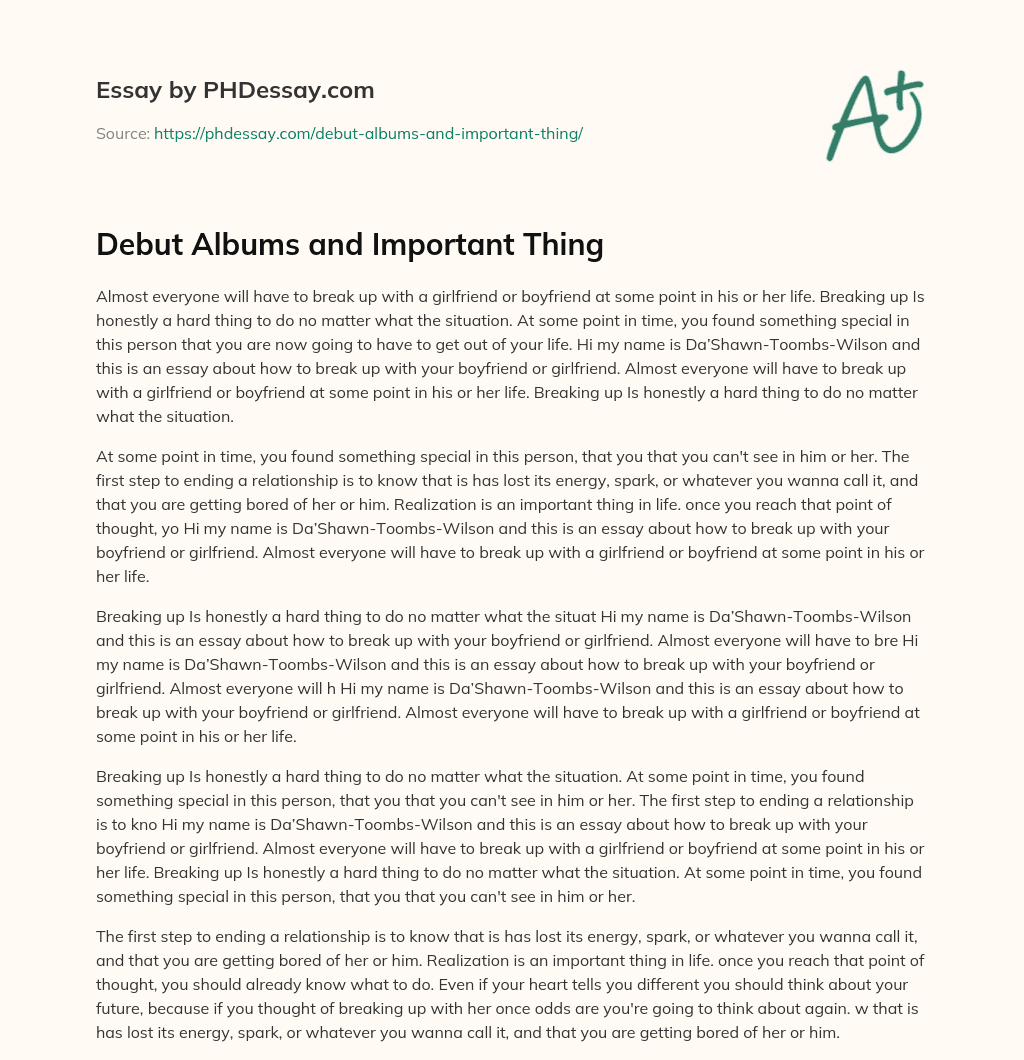 Debut Albums and Important Thing essay