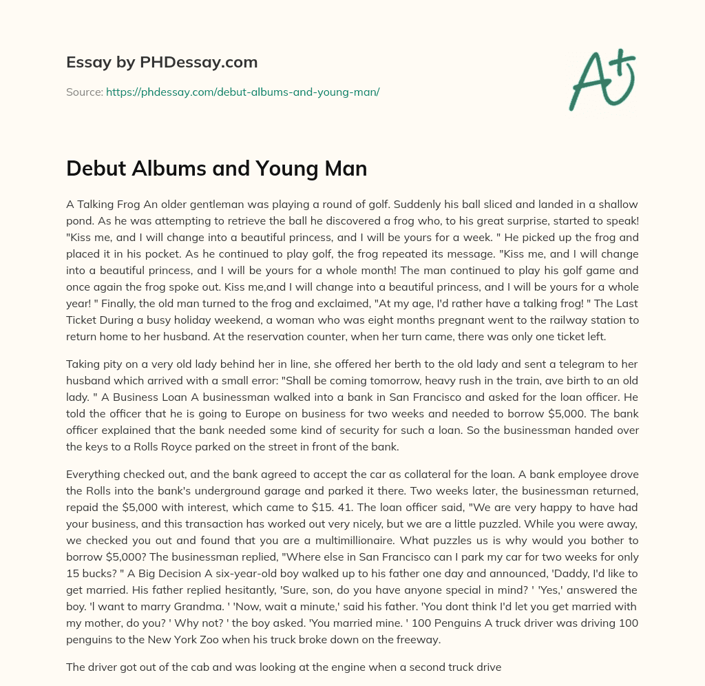 Debut Albums and Young Man essay