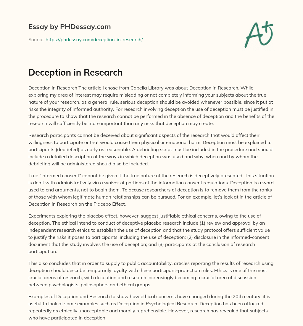 Deception in Research  essay