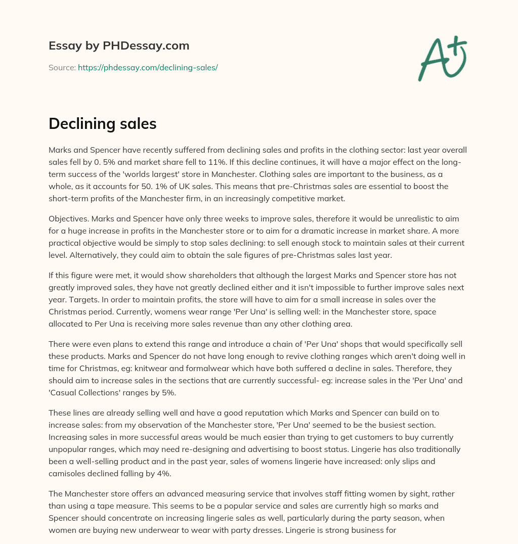 Declining sales essay