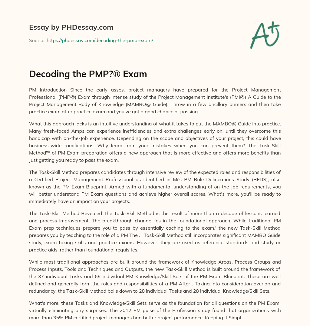 Decoding the PMP?® Exam essay
