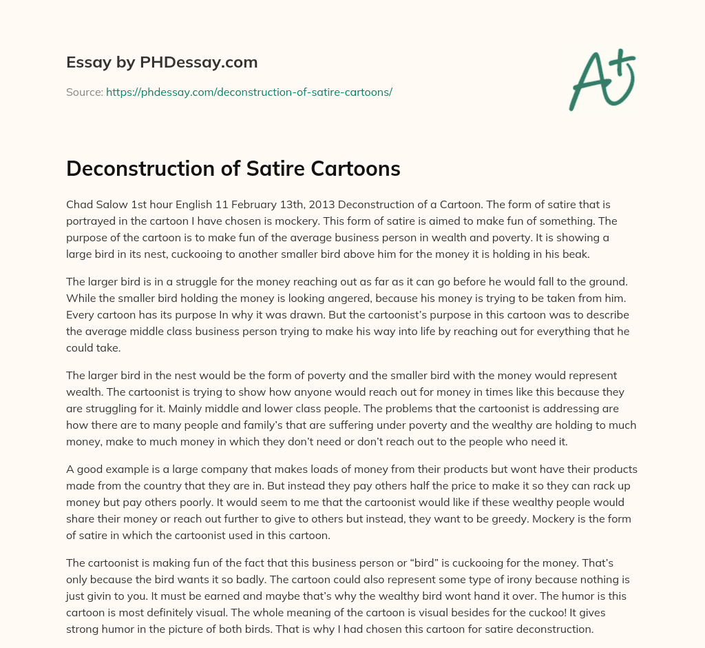 Deconstruction of Satire Cartoons essay