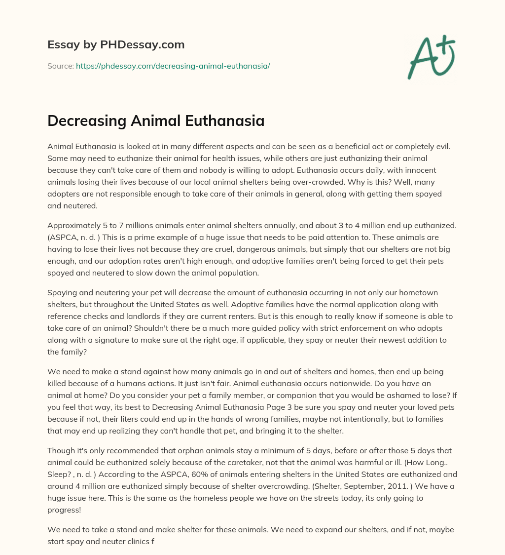 animal euthanasia essay