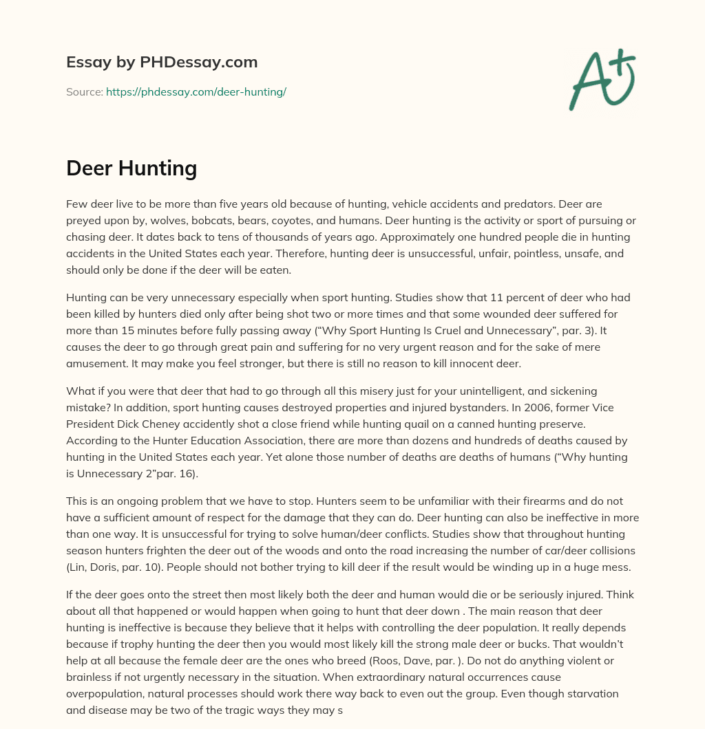 Deer Hunting essay