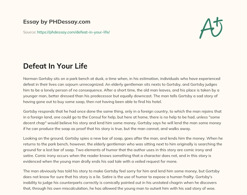 Defeat In Your Life essay