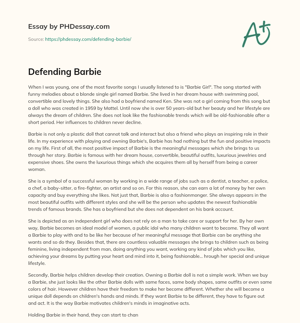 Defending Barbie essay