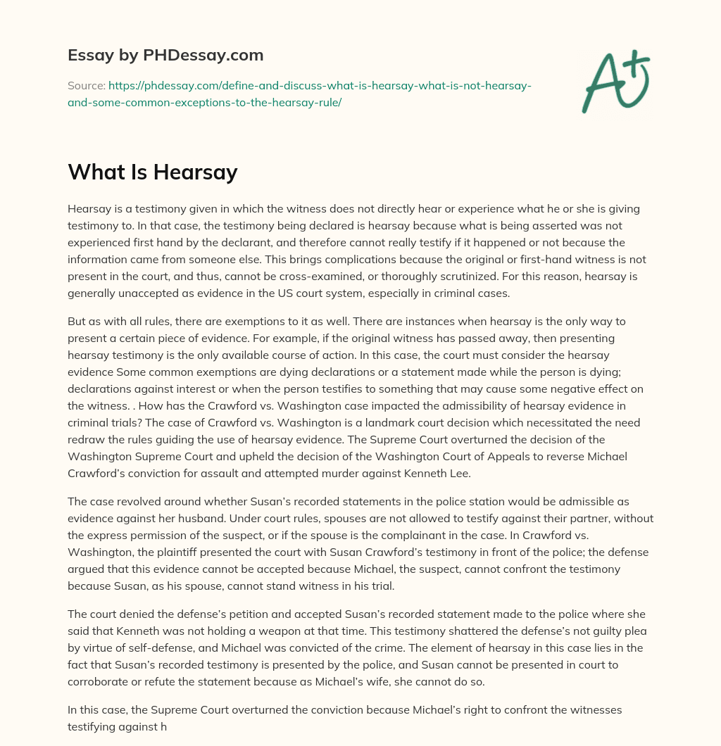 What Is Hearsay essay