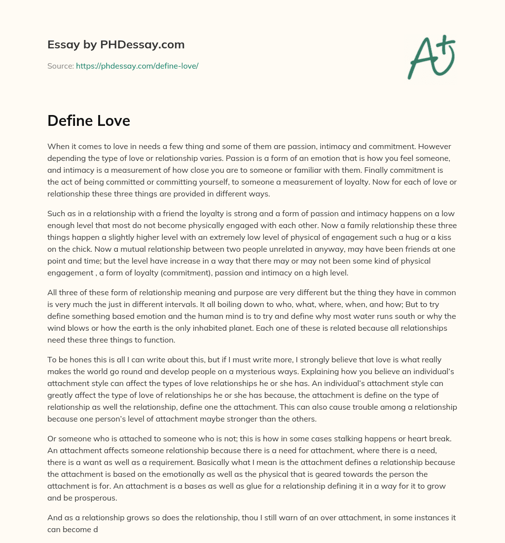 The Importance of Passion, Intimacy, and Commitment in Different Types of Relationships essay