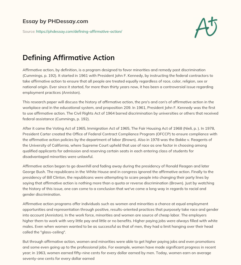 affirmative action essay pdf